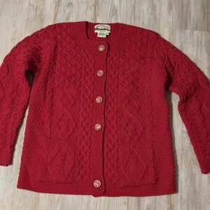 Aran Crafts Vibrant Red Knit Cardigan